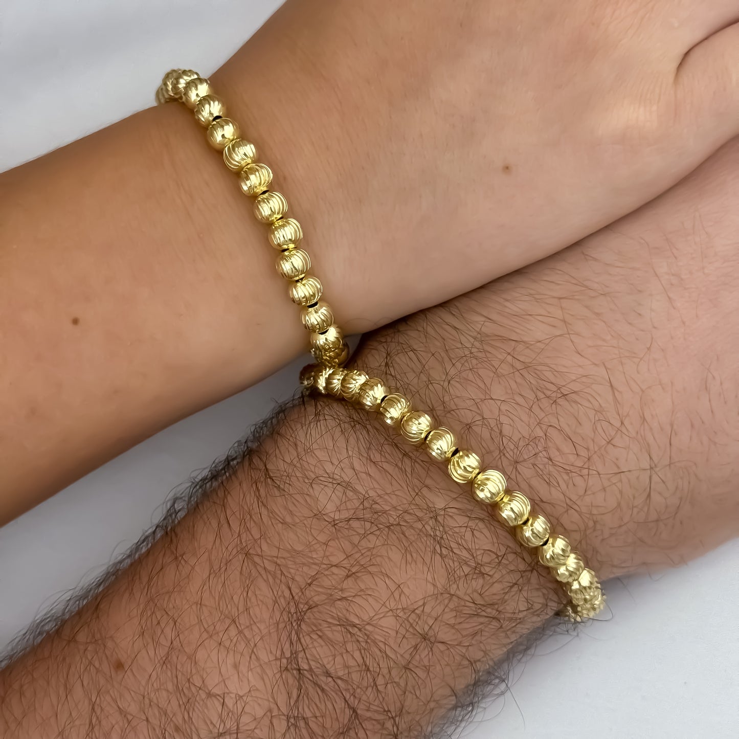 2 Pulseras para Parejas en Balin Italiano Diamantado nuevo calado Simbolo de Amor en Oro Laminado 18k con Garantia de por vida