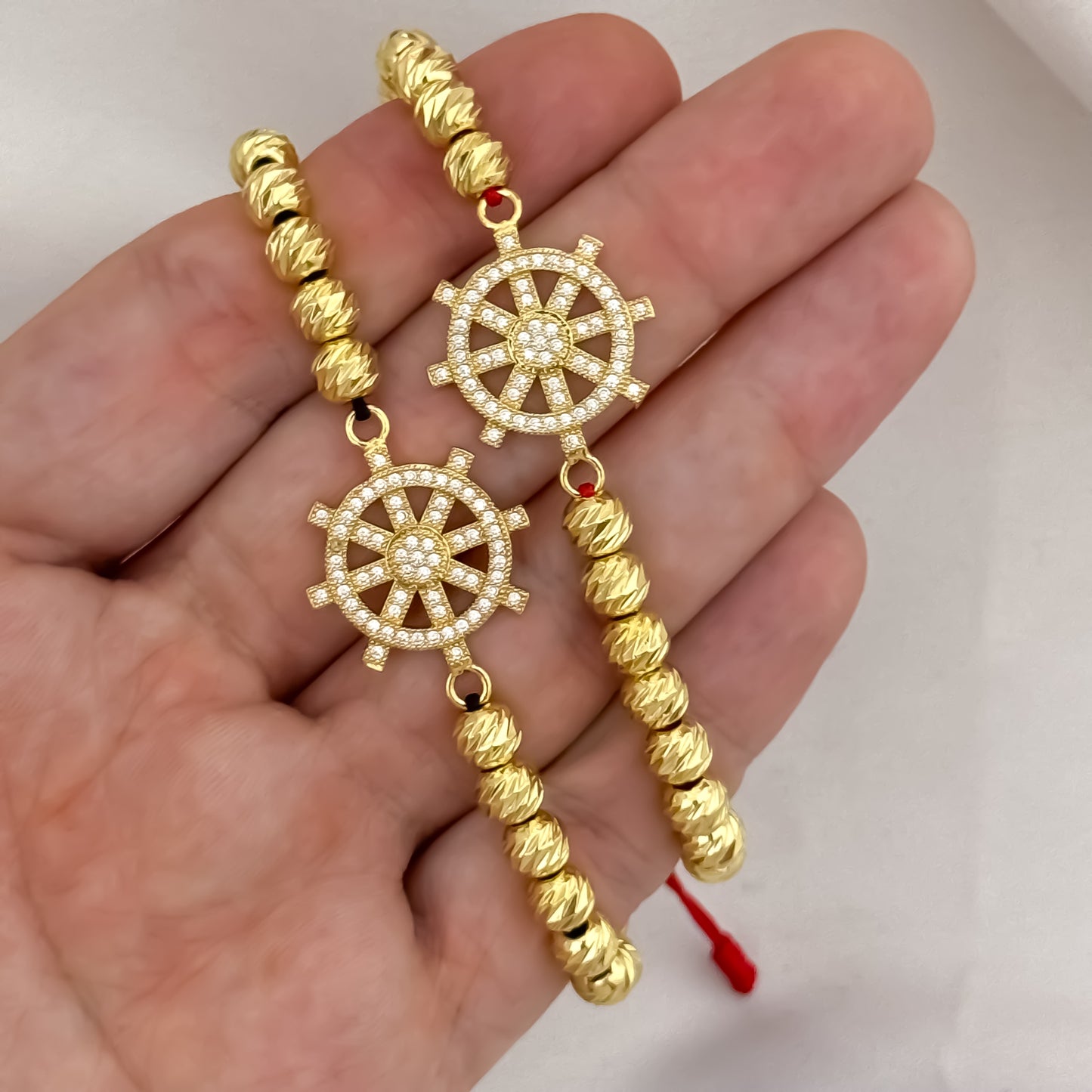 Promoción de 2 Pulseras Para Parejas Balin Italiano de 6mm con Herrajes de Timón amuleto de Unión para Parejas en Oro Laminado 18k con Garantia de por vida