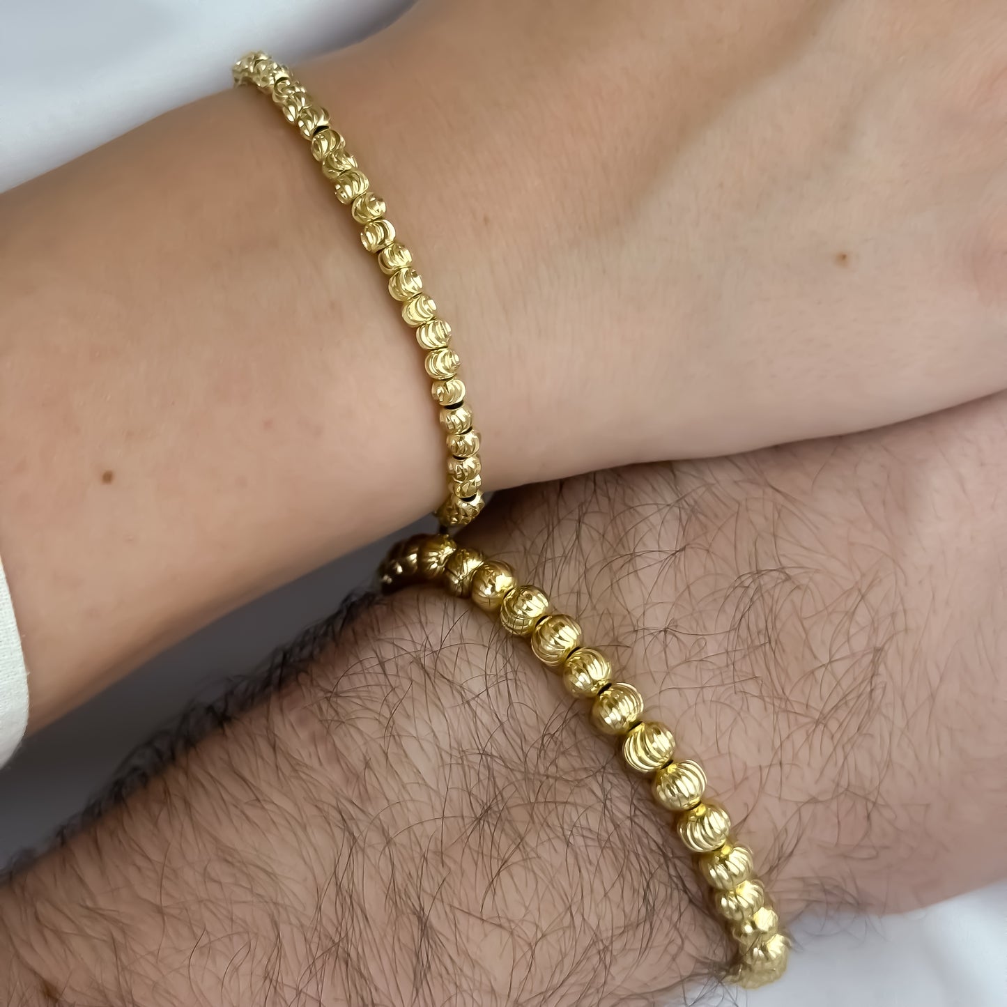 Nuevo Pulseras para Parejas Balin Italiano de 6mm de Grosor + Pulseras 4mm en Oro Laminado 18k con Garantia de por vida