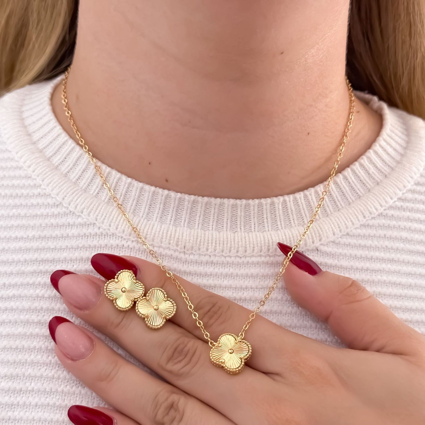 Juego van cleef Choker de Cadena van cleef Amarillo + Topos Van Cleef en Oro Laminado 18k con Garantia de por vida