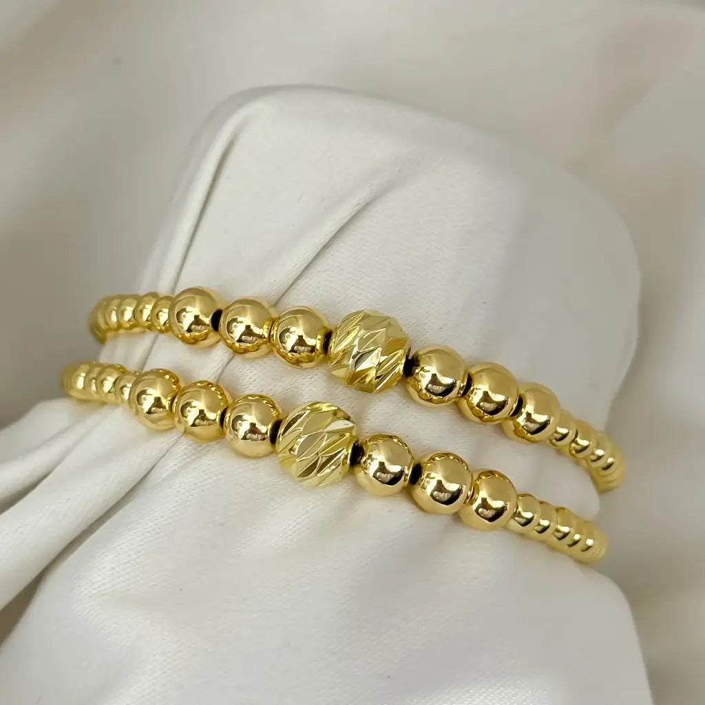2 Pulseras Unión Inquebrantable Balin 4mm Liso en Oro 10k con Garantia de por vida