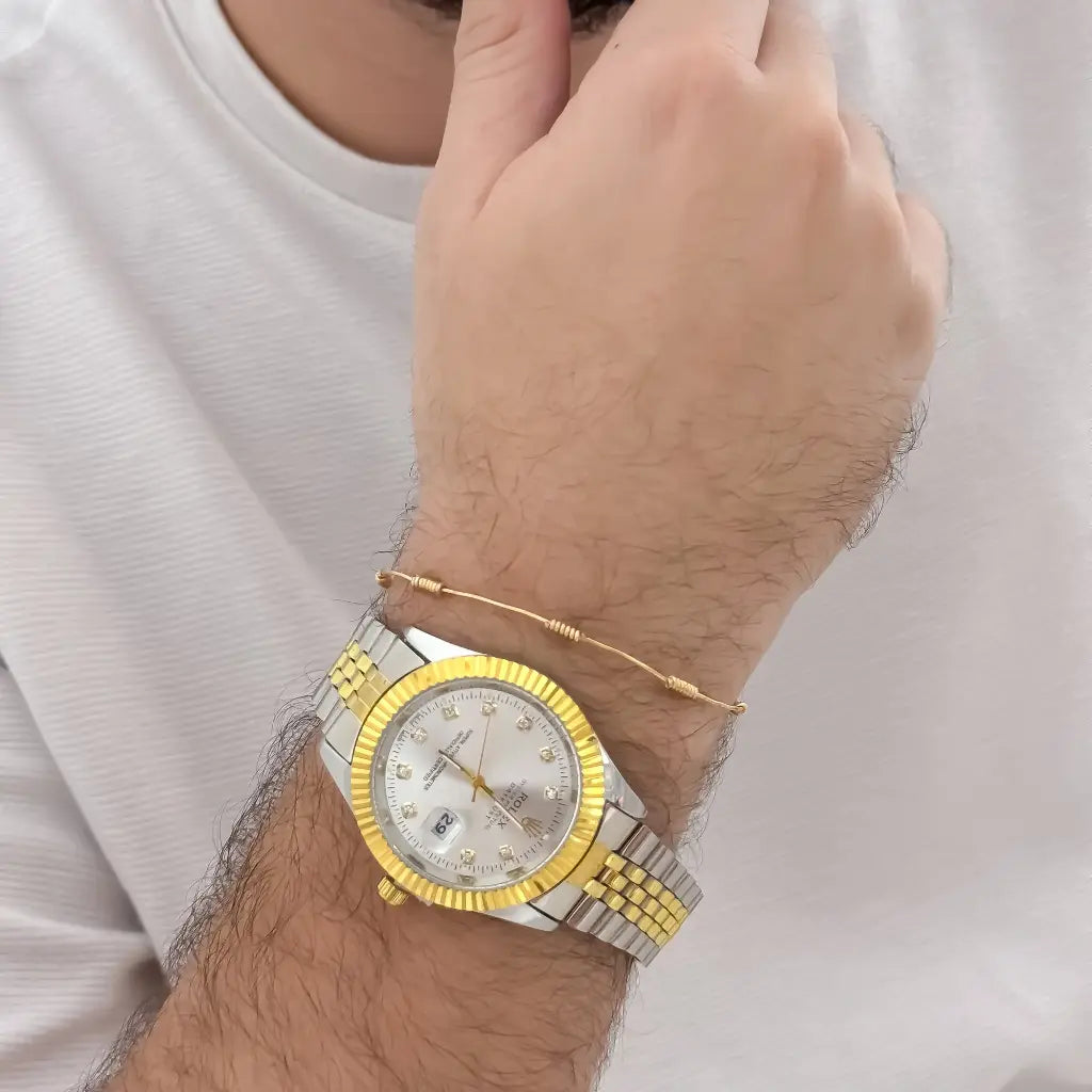 Pulsera en Alambre de 7 nudos en Oro Laminado 18k con Garantia de por vida + Reloj Rolex de Alta Calidad Replica 1.1 con Garantia