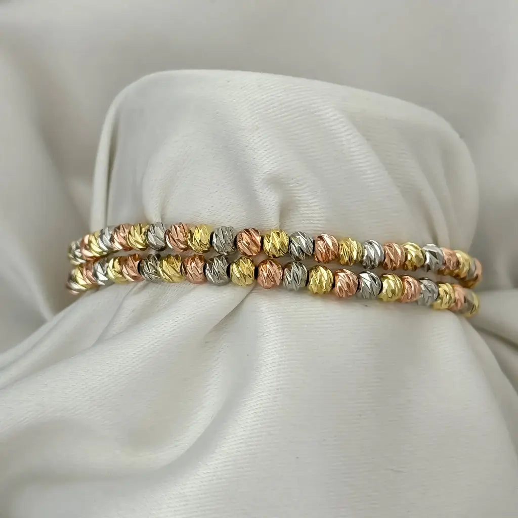 2 Pulser Union de 3 Oros en Balin 4mm Italiano en Oro Laminado 18k con Garantia