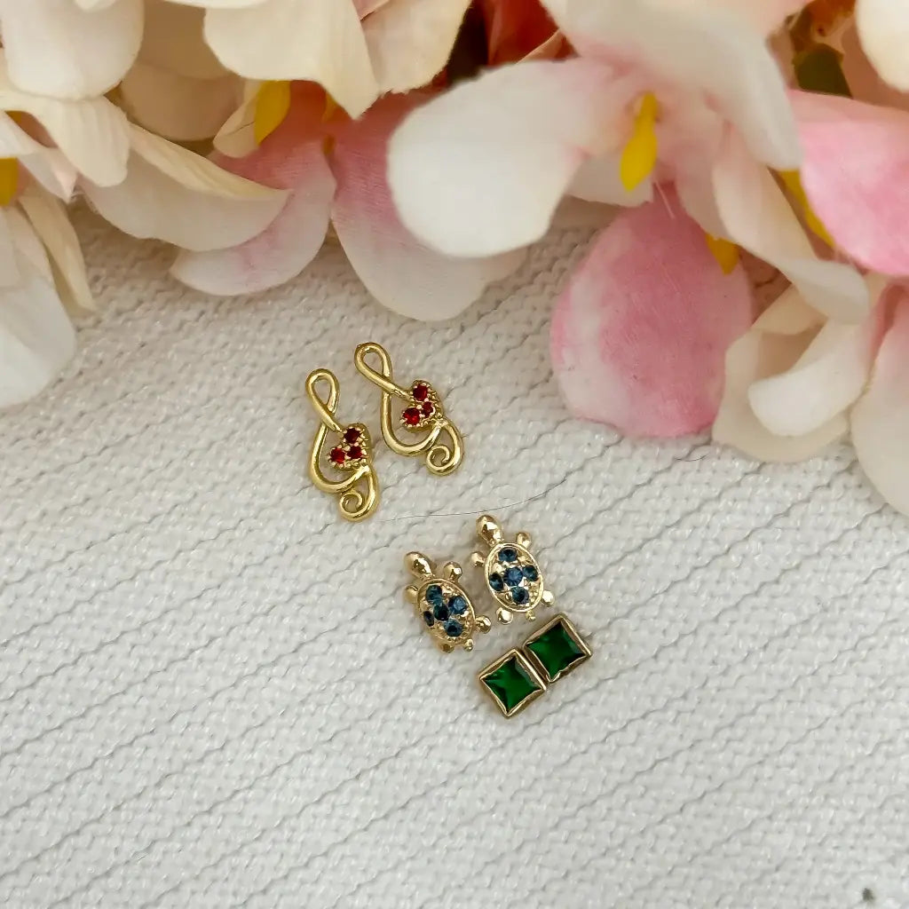 Brilla con Elegancia Promoción Exclusiva de este Juego de Aretes para Dama en Verde Esmeralda en Oro Laminado 18k con Garantia de por vida