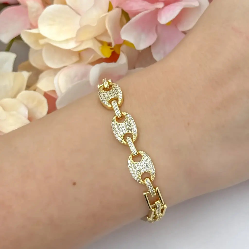Pulseras Tejido Gucci Unisex con Circones en Oro Laminado 18k con Garantia de por vida
