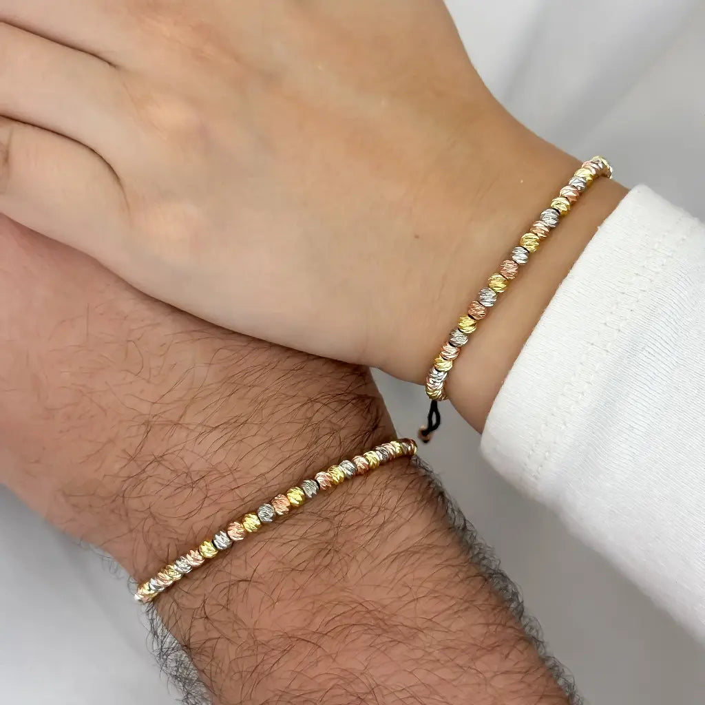 2 Pulser Union de 3 Oros en Balin 4mm Italiano en Oro Laminado 18k con Garantia