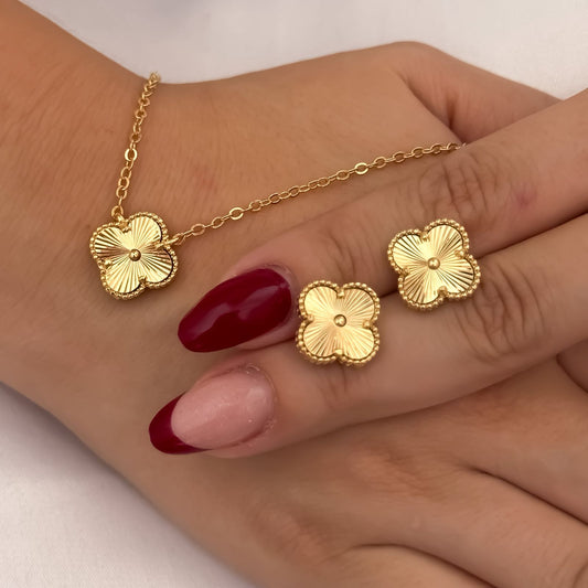 Juego van cleef  Choker de Cadena van cleef  Amarillo + Topos Van Cleef en Oro Laminado 18k con Garantia de por vida