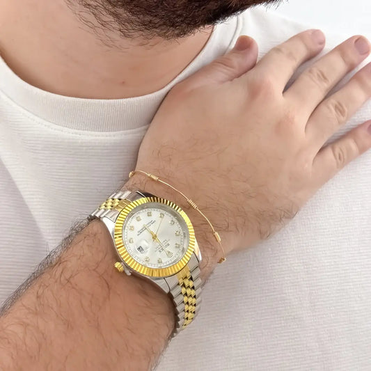 Pulsera en Alambre de 7 nudos en Oro Laminado 18k con Garantia de por vida + Reloj Rolex de Alta Calidad Replica 1.1 con Garantia