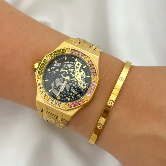 Juego de Reloj audemars piguet en Oro amarillo + Aro Tejido Catier en Oro Laminado 18k con Garantia de por vida